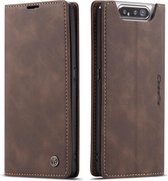caseme - Hoesje geschikt voor Samsung Galaxy A80 - wallet book case - magneetsluiting - donker bruin