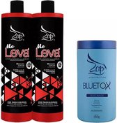 Kit ZAP Me Leva Brasiliaans progressiva keratine behandeling 2x1+Bluetox Mask botox 950g & Gratis V.C Borstel