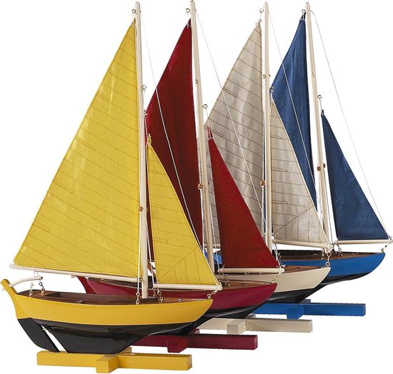 Authentic Models - Sunset Sailors - boot - schip - miniatuur zeilboot - Miniatuur schip - zeilboot decoratie - Woonkamer decoratie - Set van 4