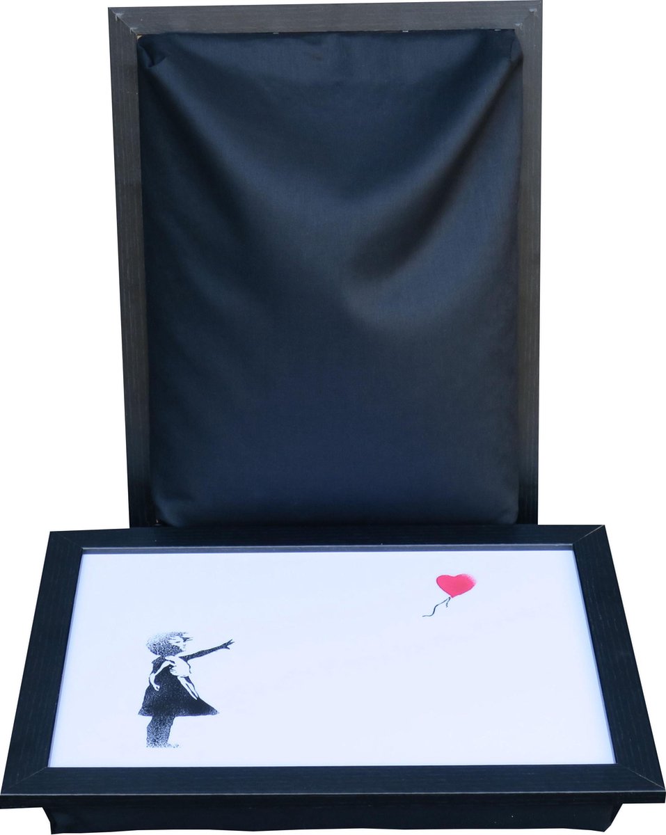 L-line by Jis Laptray, Schoottafel, Schootkussen, Laptoptafel, Dienblad met kussen Banksy Meisje met Ballon - 32,5x43 cm