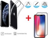 2-In-1 screenprotector voor Apple iPhone 11 pro max - bescherming - Full Cover 3D Edge Tempered Glass Screen Protector Met Siliconen Back Cover Case - Transparant