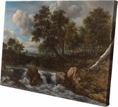 Schilderij - Landschap Met Waterval Jacob Isaackz Ruidael Ca. Oude Meesters - Bruin - 100 X 150 Cm Landschap Met Waterval | Jacob Isaackz Van Ruidael | Ca. 1668 | 150cm X 100cm | C