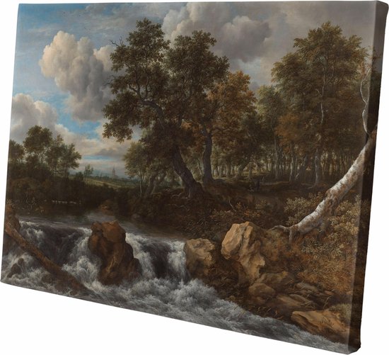 Schilderij - Landschap Met Waterval Jacob Isaackz Ruidael Ca. Oude Meesters - Bruin - 100 X 150 Cm Landschap Met Waterval | Jacob Isaackz Van Ruidael | Ca. 1668 | 150cm X 100cm | Canvas | Foto Op Canvas | Oude Meesters