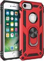 Apple iPhone 7 - iPhone 8 Backcover - Rood - TPU - Magnetisch voor autohouder - Kickstand