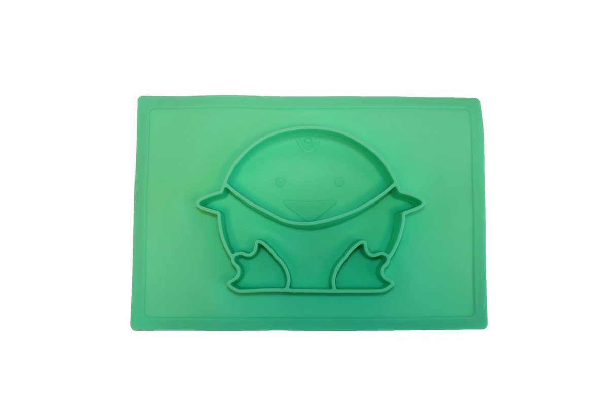 Anti-slip silicone 3D kinder Pinguïn Groen Turqoise | Kinderplacemat | Vaatwasser bestendig | Anti Slip | Super leuk | By TOOBS