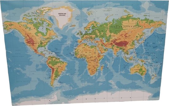 Schilderij wereldkaart - Schilderij van een wereldkaart op canvas -  Klassieke... | bol.com
