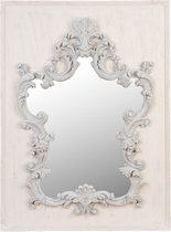 Clayre & Eef Spiegel 94x129 cm Wit Hout Rechthoek Grote Spiegel Wandspiegel Muur spiegel
