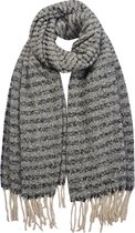Melady Wintersjaal Dames 65x180 cm Zwart Synthetisch Strepen Wintershawl Sjaal Shawl
