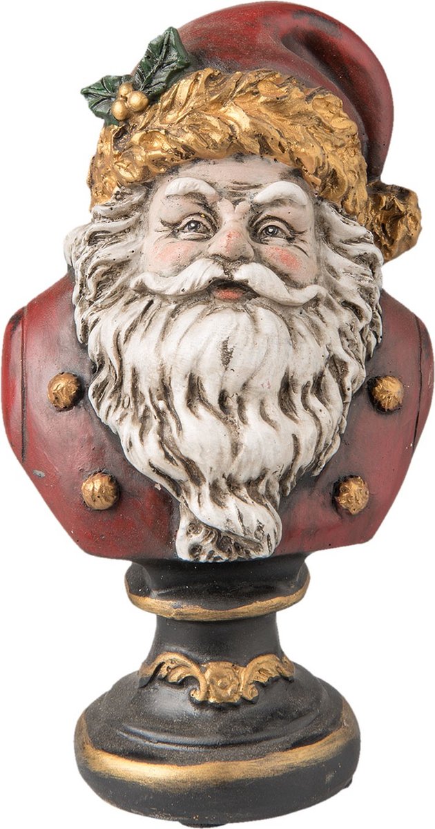 Clayre & Eef Kerstdecoratie Beeld Kerstman 9x8x15 cm Rood Kunststof