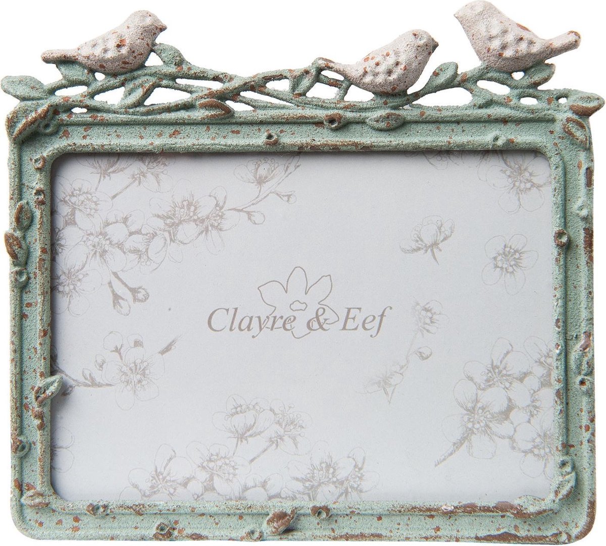 Clayre & Eef Fotolijst 13x9 cm Groen Metaal Vogel