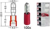 Kabelschoen   rond     mann. 4.0 mm rood 100 stuks