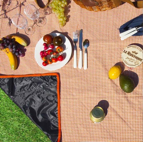 Picknickkleed met Oranje Ruitjes en Waterbestendige |