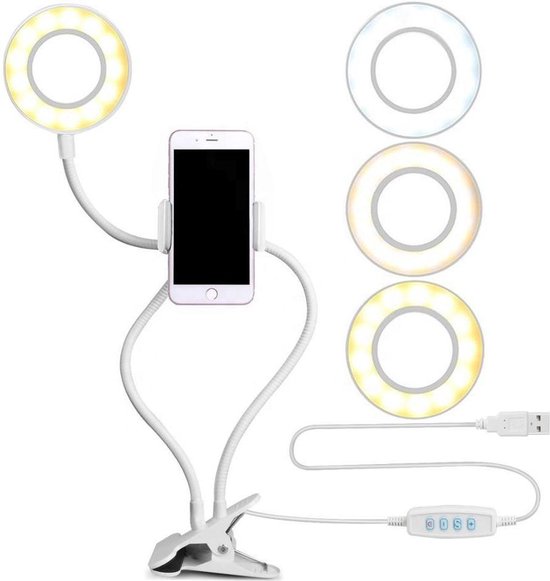 Keizer Condenseren schipper Maoo Premium LED Ringlamp Telefoonhouder - Selfie lamp - Universele  Telefoonhouder - 3... | bol.com