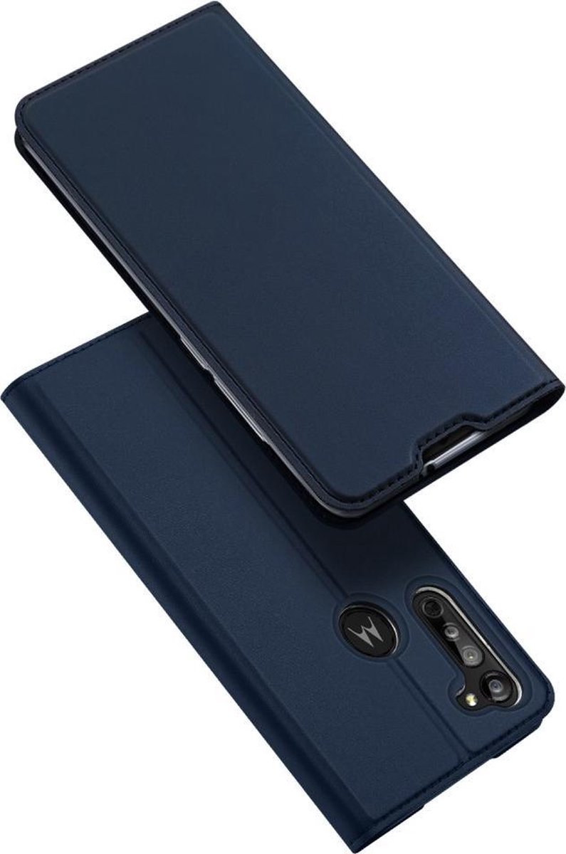 Luxe blauw agenda wallet hoesje Motorola Moto G8