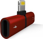 Jumalu iPhone splitter adapter - lightning splitter - audio en opladen - rood