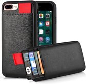 Leren case met pashouder geschikt voor Apple iPhone 8 Plus / 7 Plus met Privacy Glas