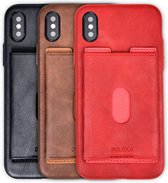 Puloka Apple iPhone X/XS  Back cover Card Wallet Hoesje met Standaard BRUIN