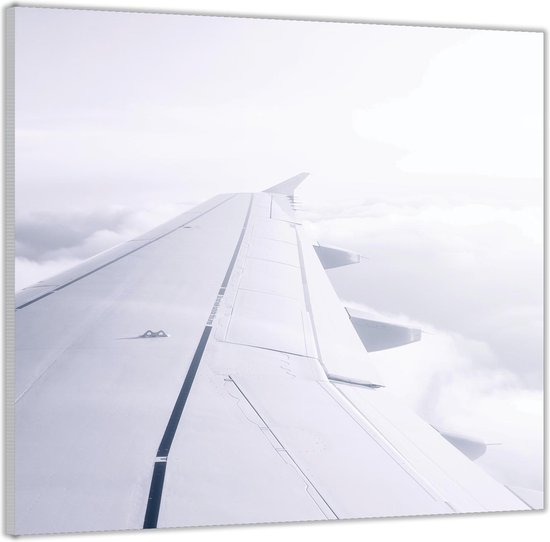 Acrylglas -Witte Vleugel van Vliegtuig met Wolken