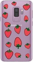 Samsung Galaxy S9 Plus transparant siliconen aardbei hoesje - Aardbeien