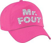 Mr. FOUT pet  / cap roze met zilver bedrukking heren -  Foute party cap