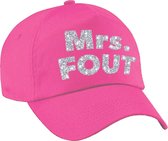 Mrs. FOUT pet  / cap roze met zilver bedrukking dames -  Foute party cap