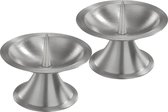 2x Luxe metalen kaarsenhouders zilver voor stompkaarsen van 5-6 cm - Stompkaarshouder -  Kaarshouder/kaarsen standaard - Kandelaar voor stompkaarsen - Woonaccessoires