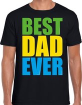 Best dad ever / Beste vader ooit fun t-shirt met gekleurde letters - zwart -  heren - Fun  /  Verjaardag cadeau / kado t-shirt / Vaderdag XXL