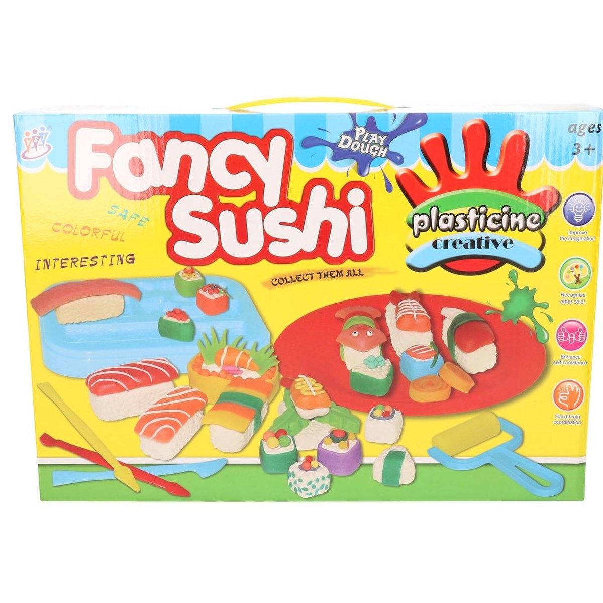 | Klei speelset sushi maken met 8 kleuren klei en Klei speelset sushi maken met 8 kleuren klei en accessoires