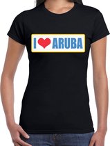I love Aruba landen t-shirt zwart - dames - Aruba landen shirt / kleding - EK / WK / Olympische spelen outfit L