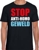 Stop anti homo geweld demonstratie / protest t-shirt zwart voor heren S