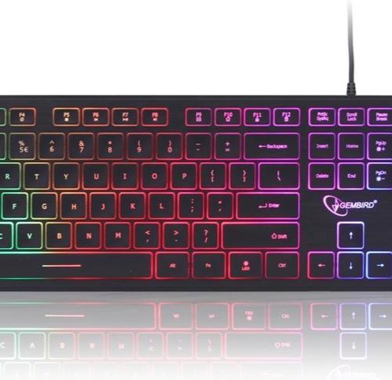 Gembird Rainbow Backlight Multimedia Keyboard Toetsenbord kleuren