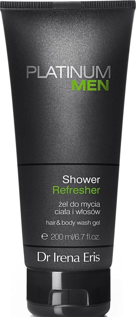 Dr Irena Eris Platinum Men Shower Refresher Hair & Body Wash Gel 200 ml - 2-in-1 Douchegel En Shampoo Voor Mannen - Verfrissende Reinigende Body & Hair Wash Met Hydraterende Werking - Zorgt Voor Een Schone, Zachte En Fris Geurende Huid En Haar