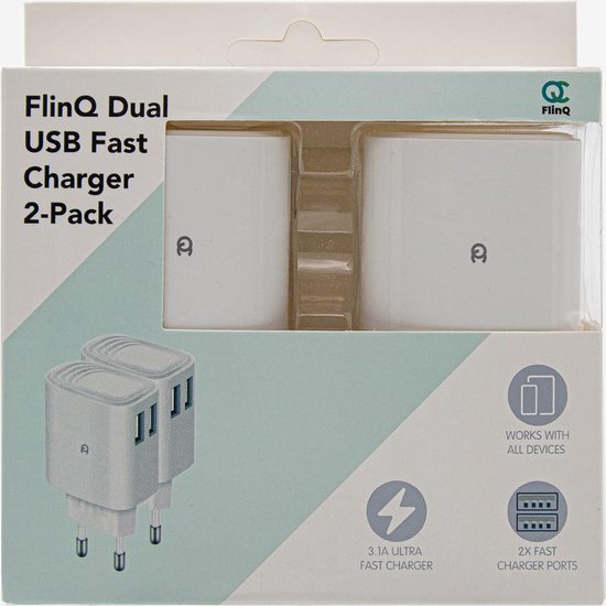 Duopack Universele Snellader - QuickCharge - 4 USB-poorten - IC Intelligent Laden - Iphone Snellader & Samsung Snellader