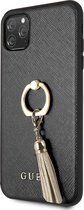 Guess Backcover hoesje Zwart- met gouden ring - iPhone 11 PRO MAX - Siliconen rand