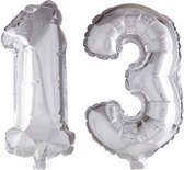 Folieballon 13 jaar zilver 86cm
