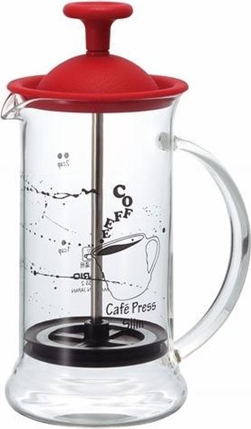 Hario Cafe Press Slim S Glas Rood French Press 240ml bol