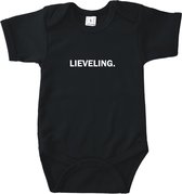 Rompertjes baby met tekst - Lieveling - Romper zwart - Maat 62/68
