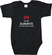 Rompertjes baby met tekst - Opa is de allerliefste van de hele wereld - Romper zwart - Maat 50/56