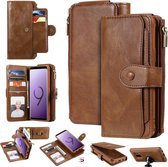 Voor Galaxy S9 multifunctionele retro afneembare magnetische horizontale flip lederen tas met kaartsleuven en houder en portemonnee en fotolijst (bruin)