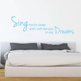 Muursticker Sing Me To Sleep - Lichtblauw - 120 x 32 cm - slaapkamer engelse teksten
