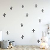 Muursticker Cactus - Donkergrijs - 12 x (9 x 12 cm) - baby en kinderkamer