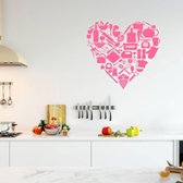 Muursticker Keuken Hart - Roze - 100 x 93 cm - keuken alle