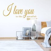 Muursticker I Love You To The Moon And Back - Goud - 120 x 60 cm - slaapkamer alle