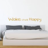 Muursticker Wake Up & Be Happy -  Goud -  80 x 11 cm  -  slaapkamer  engelse teksten  alle - Muursticker4Sale