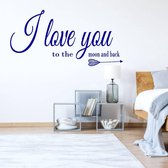 Muursticker I Love You To The Moon And Back -  Donkerblauw -  160 x 80 cm  -  slaapkamer  engelse teksten  alle - Muursticker4Sale