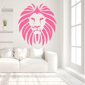 Muursticker Leeuw -  Roze -  80 x 88 cm  -  alle muurstickers  baby en kinderkamer  slaapkamer  woonkamer  dieren - Muursticker4Sale