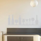 Muursticker Wijn Plank - Zilver - 160 x 53 cm - keuken alle