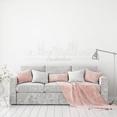 Muursticker Amsterdam -  Zilver -  160 x 50 cm  -  alle muurstickers  slaapkamer  woonkamer  steden - Muursticker4Sale