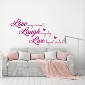 Muursticker Love Laugh Live -  Roze -  80 x 42 cm  -  alle muurstickers  woonkamer  slaapkamer  engelse teksten - Muursticker4Sale