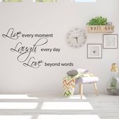 Muursticker Live Laugh Love -  Rood -  160 x 90 cm  -  woonkamer  engelse teksten  alle - Muursticker4Sale